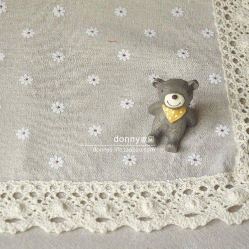 外贸亚麻zakka小雏菊定做盖布巾