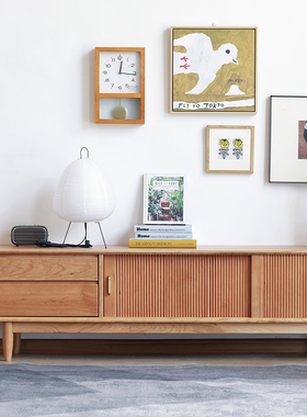 舍间北欧实木电视柜茶几组合客厅简约日式家具小户型樱桃木视听柜