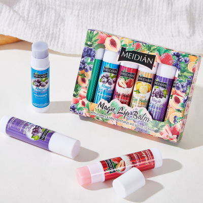 跨境专供MEIDIAN水果润唇膏套盒 滋润紧致防干裂外贸Lip Balm Set