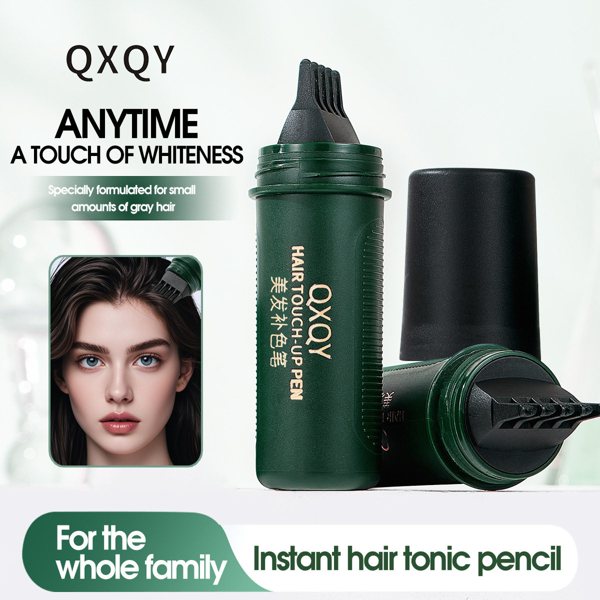 QXQY美发笔临时一次性补棕色防水防汗便捷盖白发黑美发棒英文版图片