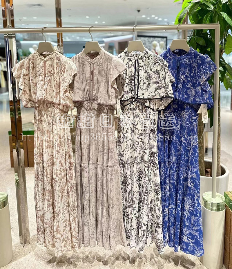日本代购SNIDEL春夏新品甜美荷叶边碎花收腰百褶连衣裙SWFO232010图片