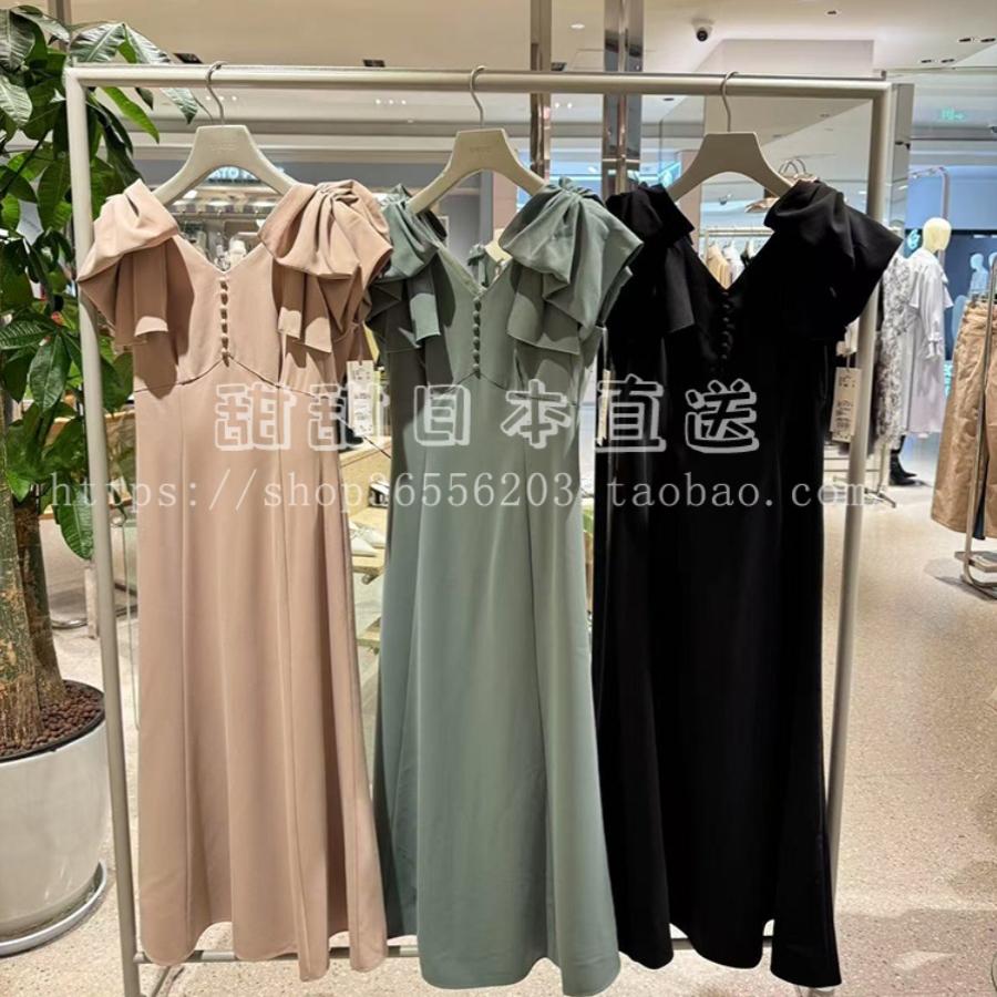 日本代购SNIDEL春夏新品V领无袖收腰蝴蝶结肩带连衣裙 SWFO251066
