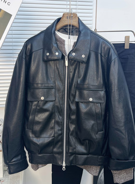 冬季加厚90白鸭绒皮衣羽绒服男士