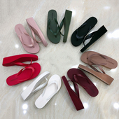 中跟女人字拖鞋 5厘米纯色坡跟韩版 外穿时尚 2025夏季 沙滩厚底拖鞋