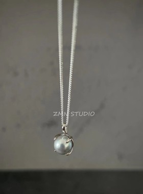 ZMN/海韵/简约气质精致925纯银天然日本海水真多麻AK珍珠锁骨项链