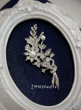 ZMN/扶疏/精致复古闪亮天然淡水珍珠花束造型胸针秋冬配饰礼物女