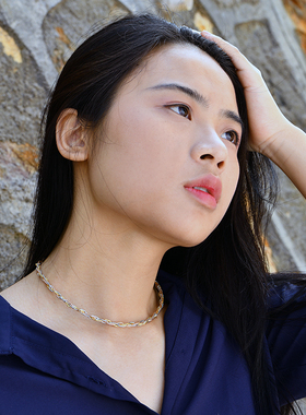 意大利奢华编织三色弹力银项圈