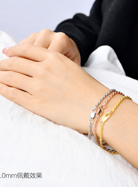 正品s925纯银手链情侣意大利麻花