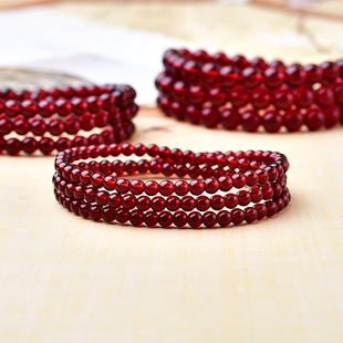 瑞泽珠宝批发石榴石多圈手链女仿酒红石榴石多圈手串景区地摊货源