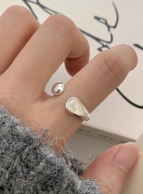 轻奢水滴戒指女简约冷淡风精致百搭S925镀银开口指环叠戴食指戒潮