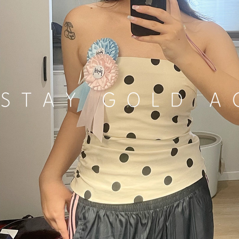 欧阳娜娜同款吧唧缎面恶搞stu$$y品牌logo丝带胸花蝴蝶结胸针发夹