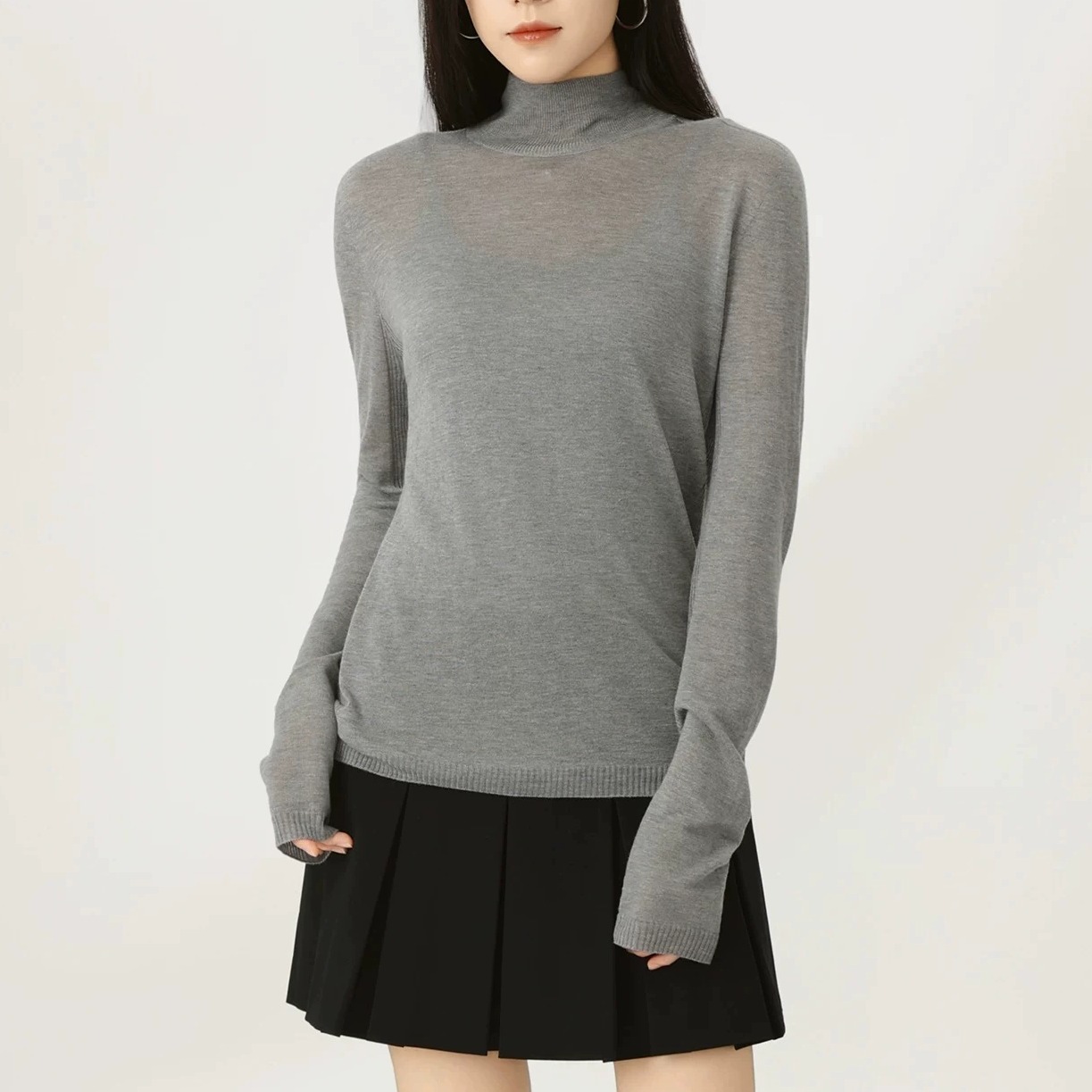 阿玛施新款毛衣半高领保暖针织衫