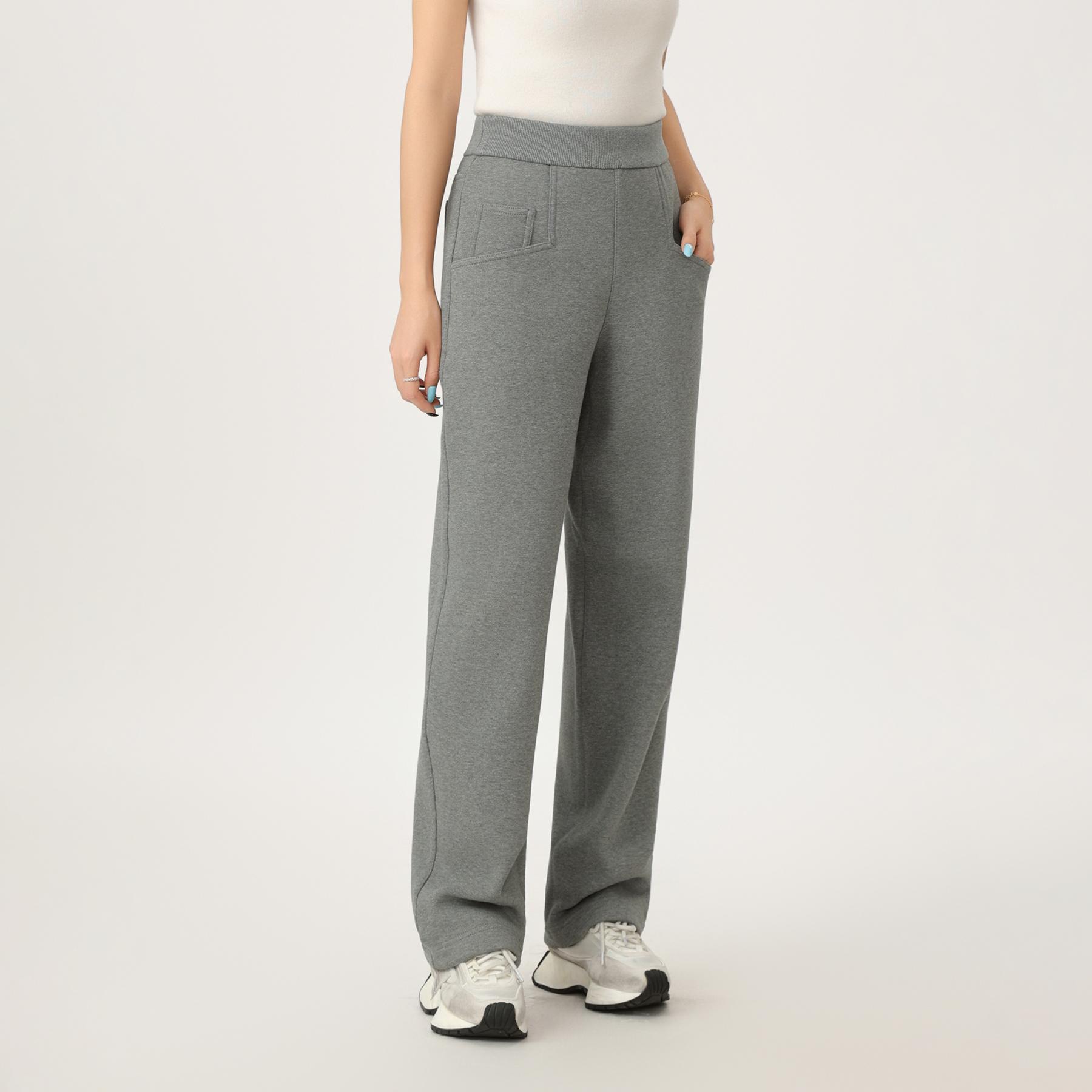 阿玛施秋冬加绒加长高腰休闲裤女