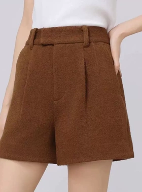 休闲女裤高腰显显瘦短裤秋冬季新品简约百搭时尚靴裤女1100529