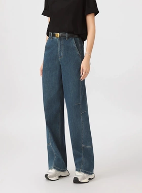 阿玛施女装商场同款2025新款直筒牛仔裤宽松弯刀裤休闲长裤510032