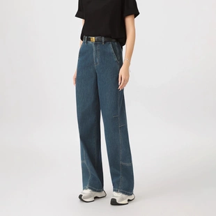 阿玛施女装商场同款2025新款直筒牛仔裤宽松弯刀裤休闲长裤510032