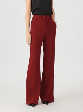 长裤女装2025春秋新款高腰显瘦阔腿直筒裤垂感微喇西装裤子510021