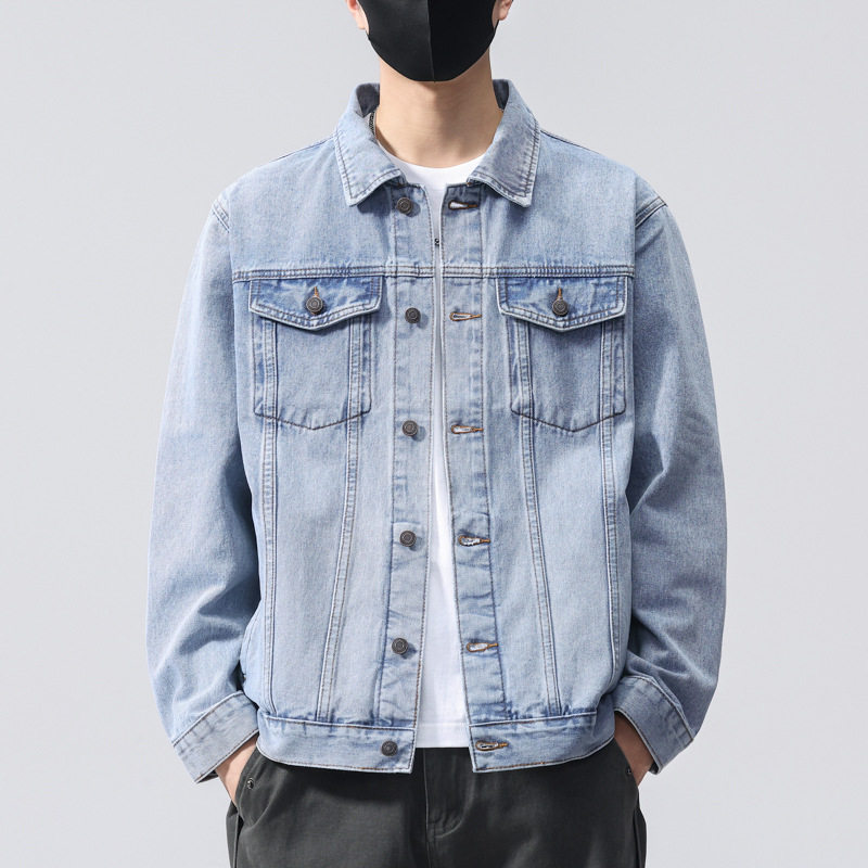 男式牛仔外套秋季新款潮流翻领工装夹克男士休闲帅气时尚百搭上衣