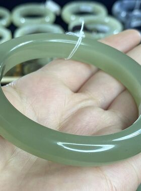 【和田玉】天然和田玉手镯女士玉镯子正品和田玉青海料晴水湖水绿