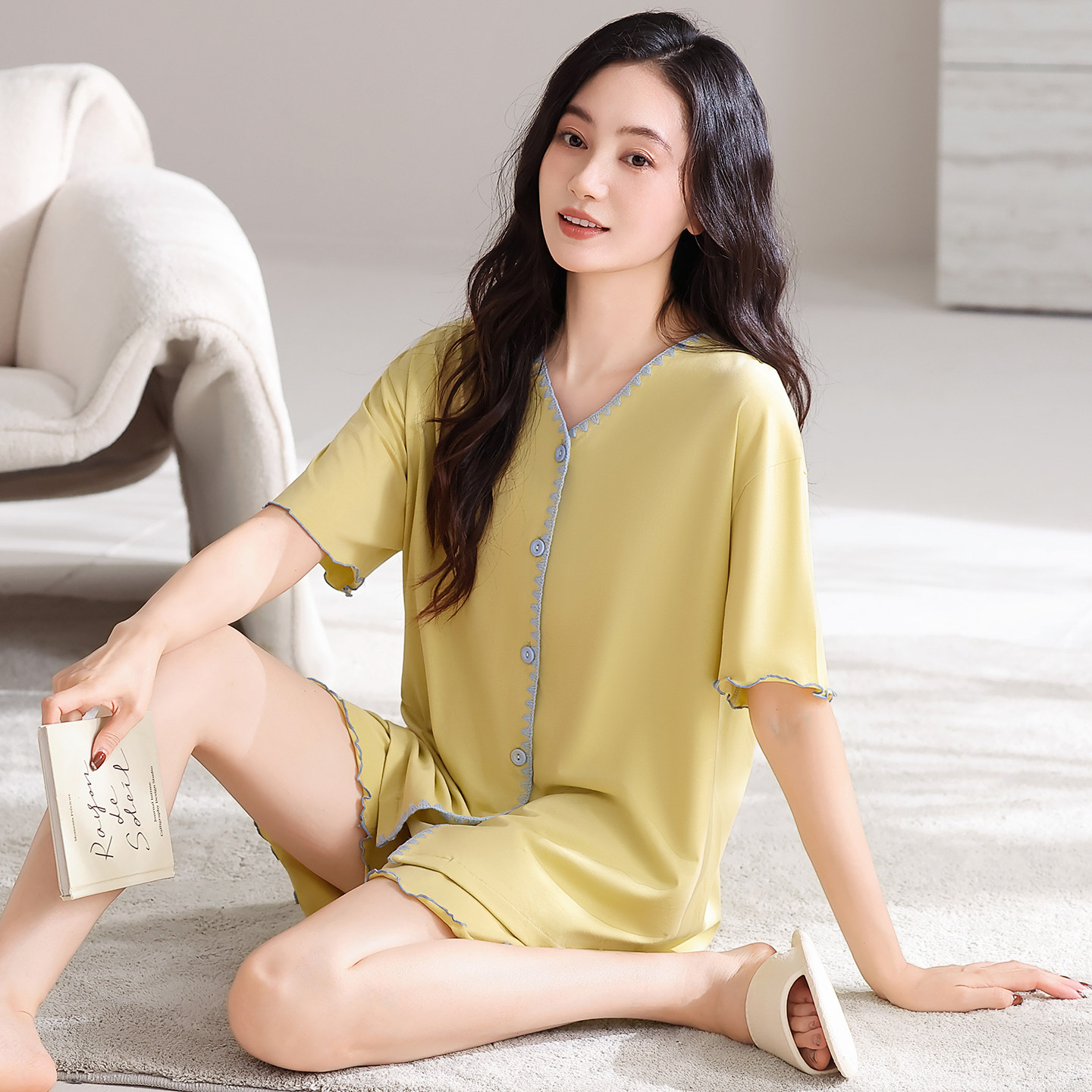 睡衣女款2026年新款夏季纯棉短袖短裤夏天薄款女士休闲家居服套装