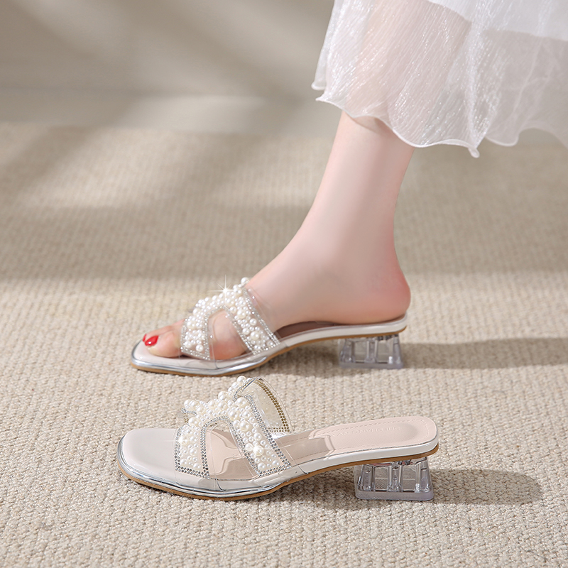 法式凉拖鞋女夏外穿配裙子高跟鞋