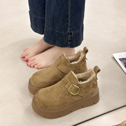 厚底增高全包加绒勃肯一脚蹬棉鞋
