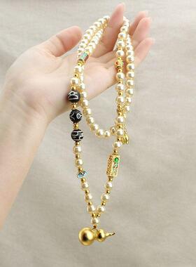 曹瑞新中式仿珍珠葫芦长款项链