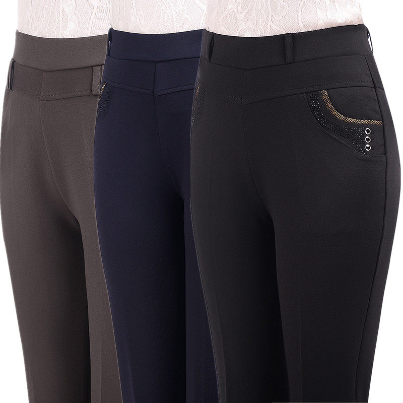 中老年妈妈松紧腰女裤春秋加绒加厚高腰老年人宽松大码秋装长裤子