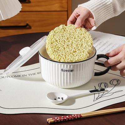 陶瓷泡面碗带盖微波炉加热专用