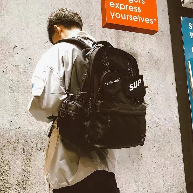 正品王嘉尔同款防水大容量双肩包图片