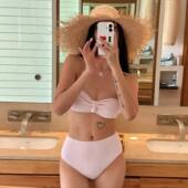 泳衣女粉色性感抹胸比基尼分体高腰纯欲风甜美可爱小胸度假泡温泉