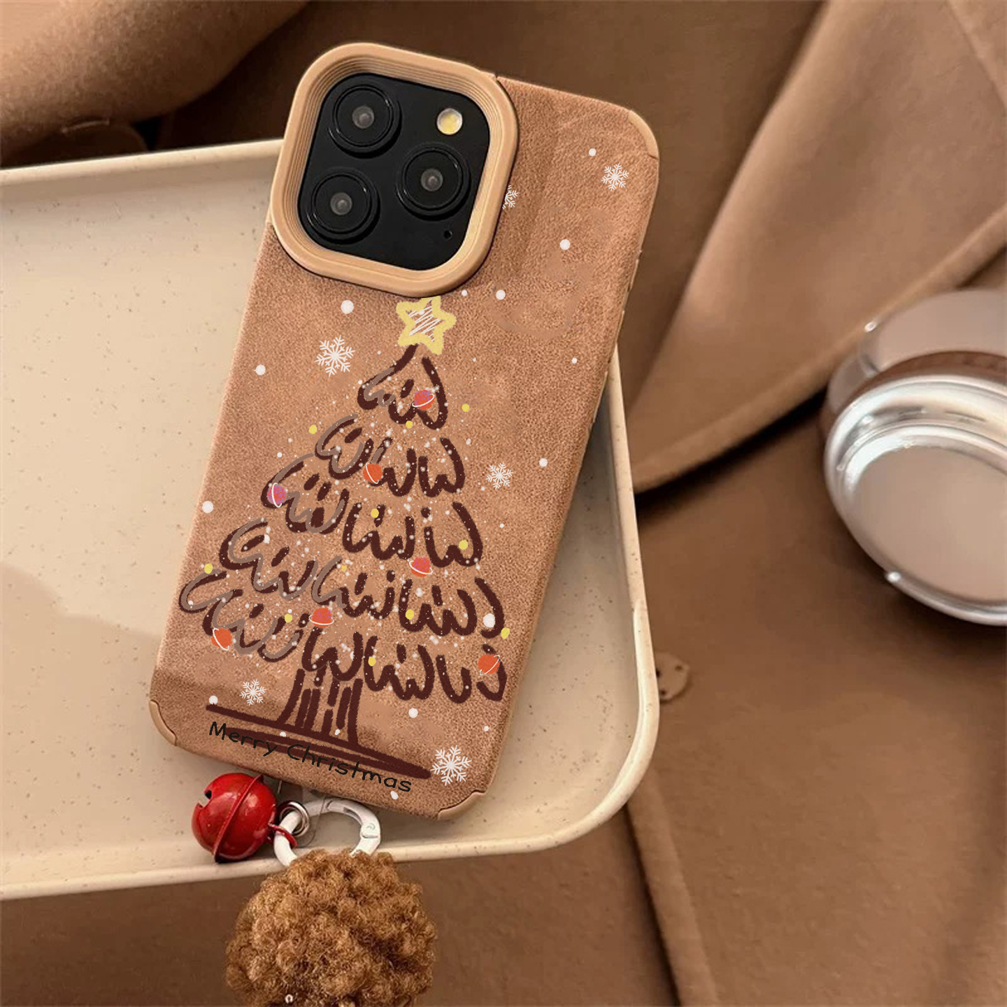 适用iPhone15Promax苹果16pro圣诞树全包贴皮壳秋冬美拉德色系ins风保护套高级感13手机壳防摔华为P70Mate60