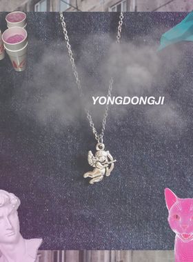 美式复古天使丘比特女蹦迪项链
