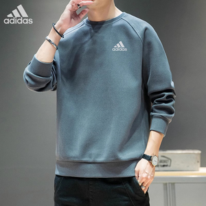 阿迪达斯秋冬季双面德绒圆领卫衣男士加绒加厚上衣运动休闲打底衫