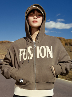 Fila/斐乐女士运动休闲外套秋季新款宽松连帽上衣T11W433502F