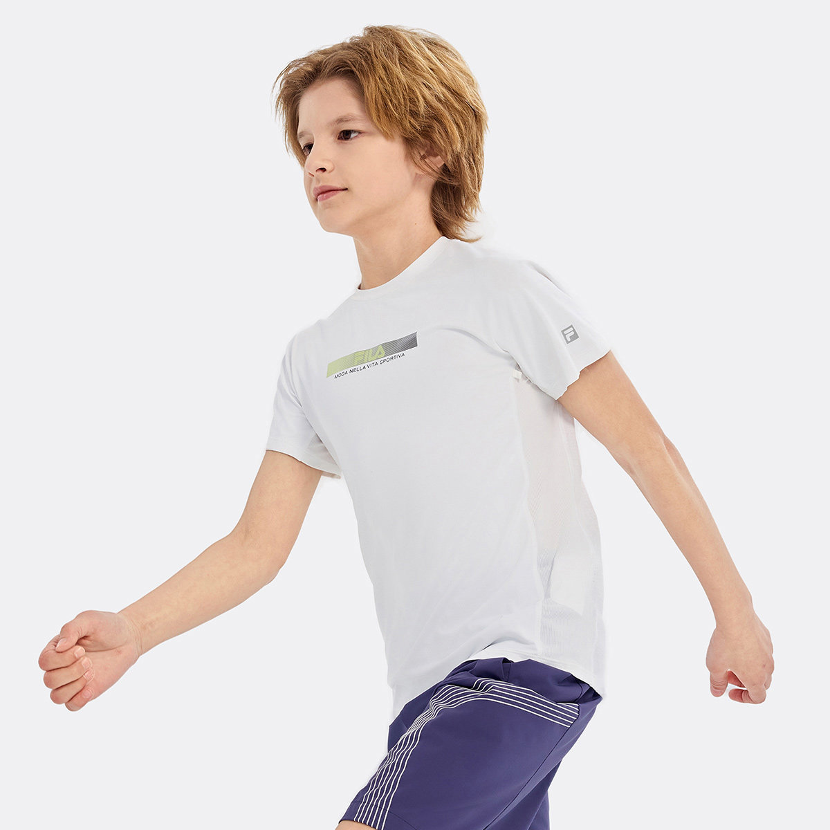 Fila/斐乐童装秋季新款男大童休闲针织短袖T恤衫K12B433120F