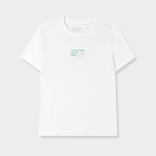 Fila/斐乐女装2025年夏新款时尚刺绣舒适凉感针织短袖F11W528111F