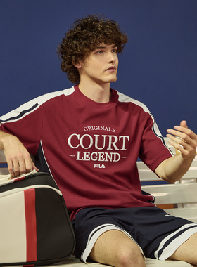 Fila/斐乐夏季新款网球休闲运动老钱风风度廓形T恤衫F11M439114F