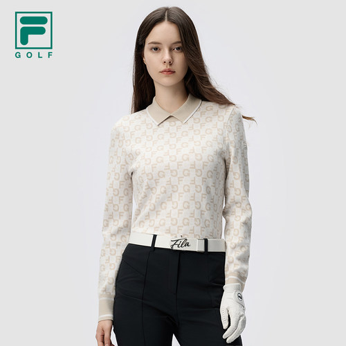 斐乐女子翻领长袖T恤运动上衣