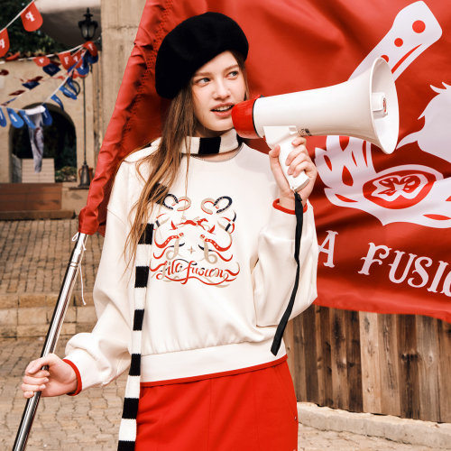 斐乐FUSION女宽松针织套头卫衣