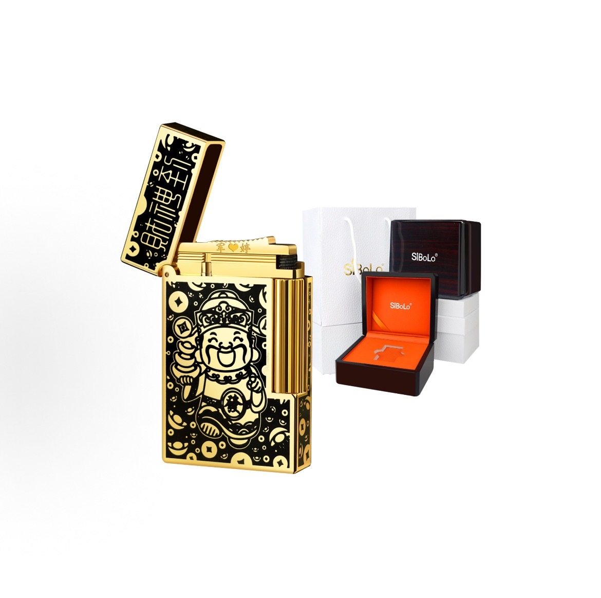 新年财神到朗声高档黄铜充气打火机创意实用生日礼物定制年会礼品