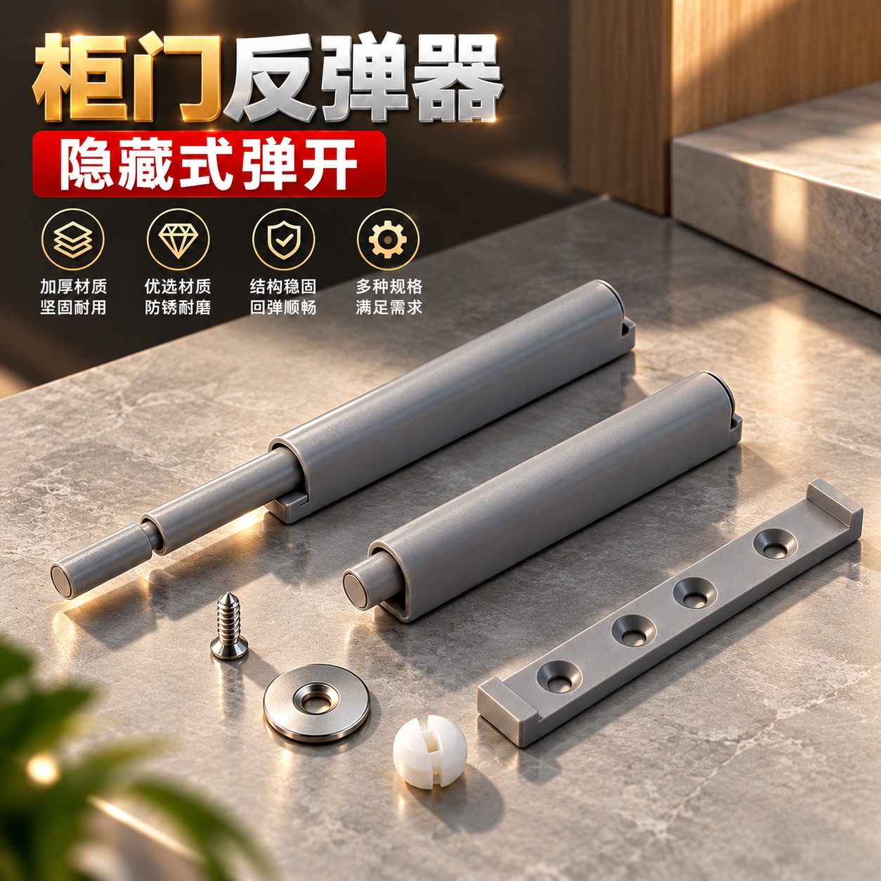 鸿盛发碰珠反弹器免拉手磁吸门吸弹式磁碰自动器家用按弹锁器包邮