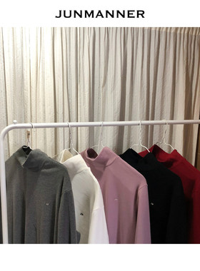 junmanner 水洗绣标美式潮流宽松休闲打底衫春秋季情侣款长袖T恤