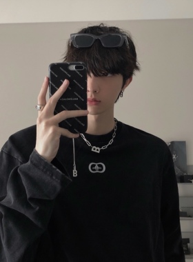 junmanner 小标胶印花美式潮流宽松圆领半袖针织上衣夏季男生T恤