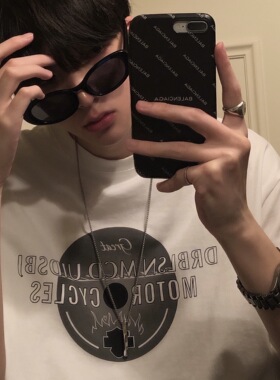 junmanner 图案印花美式复古潮牌宽松圆领打底半袖上衣夏男生T恤