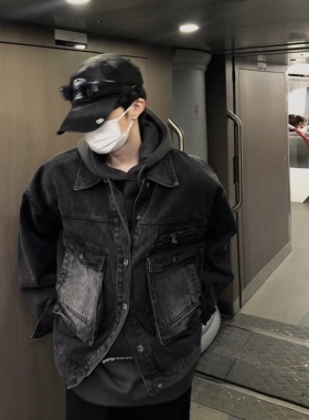 junmanner 翻领美式飞行员牛仔复古加厚保暖夹克春秋男生工装外套