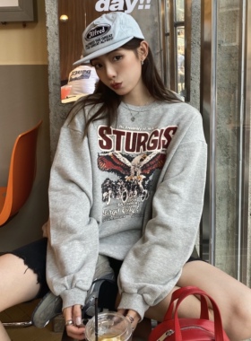 junmanner 老鹰字母印花美式复古潮牌圆领打底半袖上衣夏女生T恤