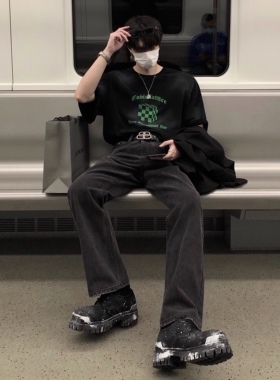 junmanner 阔腿美式复古高级感耐磨宽松直筒牛仔裤春夏季男生裤子