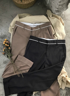 junmanner 绗缝修身韩式潮流高级感直筒宽松休闲裤春秋季男生裤子