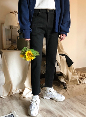 junmanner 水洗流苏美式潮流高端耐磨九分直筒牛仔裤春夏男生裤子